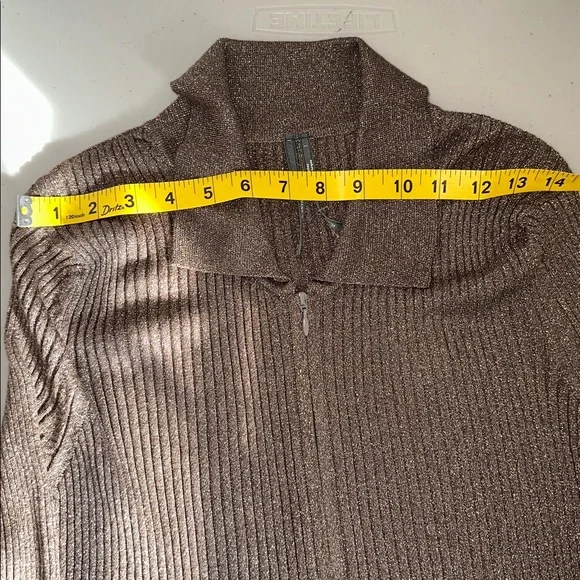 NWT ANTHROPOLOGIE Metallic Brown Long Sleeve Dress Sz. XL. - Picture 7 of 15